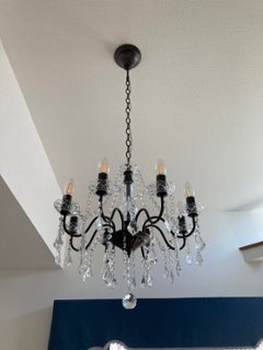 Black iron chandelier (8 lights)の画像