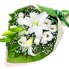 洋風　白ユリのお供え花束　524144の画像