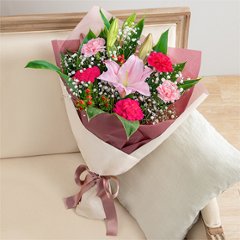 ピンクゆりの花束　521351の画像