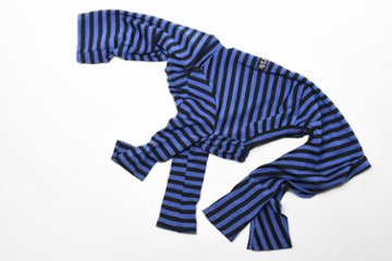 シュージンボーダーピチつなぎ／ブルー×ブラックの画像