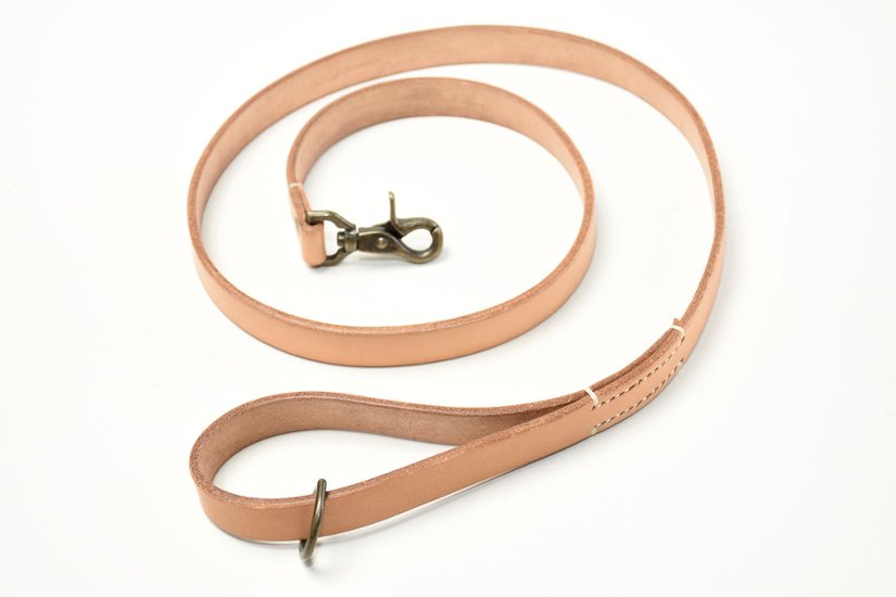 姫路レザーIG二股リード15cm（レバーナスカン・丸型回転カン18mm）／オイルタン画像