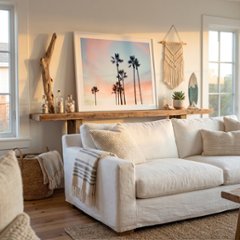 【国内配送・送料無料】ヤシの木×リゾート×夕焼け空×夏×キャンバスアート×アートポスター【1~3営業日で出荷】[f730]の画像