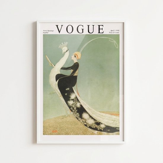 【国内配送・送料無料】グリーン×抽象イラスト×おしゃれ・VOGUE風×キャンバスアート×アートポスター【1~3営業日で出荷】[f735]画像