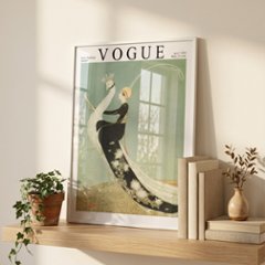 【国内配送・送料無料】グリーン×抽象イラスト×おしゃれ・VOGUE風×キャンバスアート×アートポスター【1~3営業日で出荷】[f735]画像
