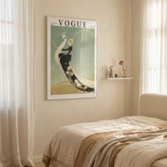 【国内配送・送料無料】グリーン×抽象イラスト×おしゃれ・VOGUE風×キャンバスアート×アートポスター【1~3営業日で出荷】[f735]画像