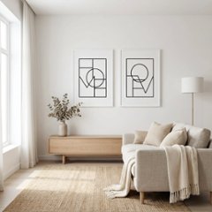 【国内配送・送料無料】ラインアート「HOME｜LOVE」シンプル・ミニマル×キャンバスアート×アートポスター【1~3営業日で出荷】[f807]画像