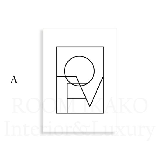【国内配送・送料無料】ラインアート「HOME｜LOVE」シンプル・ミニマル×キャンバスアート×アートポスター【1~3営業日で出荷】[f807]画像