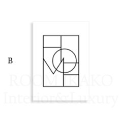 【国内配送・送料無料】ラインアート「HOME｜LOVE」シンプル・ミニマル×キャンバスアート×アートポスター【1~3営業日で出荷】[f807]画像