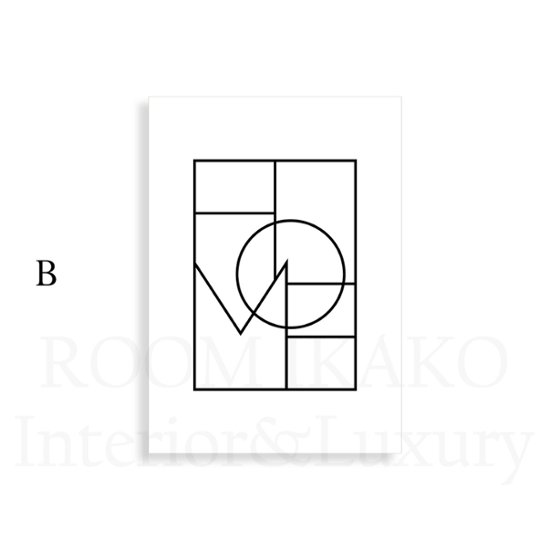 【国内配送・送料無料】ラインアート「HOME｜LOVE」シンプル・ミニマル×キャンバスアート×アートポスター【1~3営業日で出荷】[f807]画像