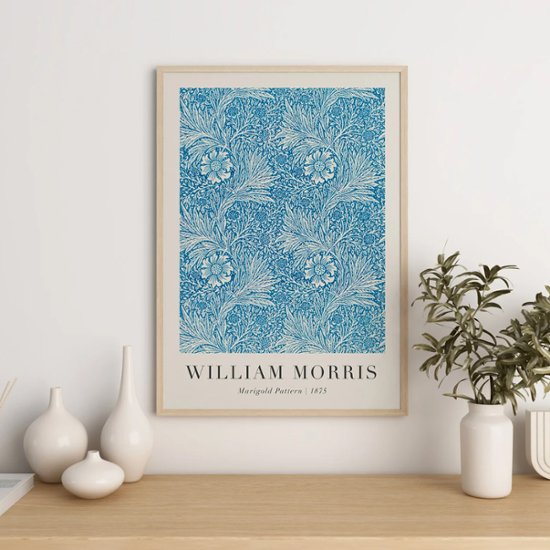 【送料無料】ブルーアート/モネ・ウィリアムモリス（MONET/WILLIAM MORRIS）睡蓮×キャンバスアート×アートポスター【1~3営業日で出荷・国内配送】[f812]画像