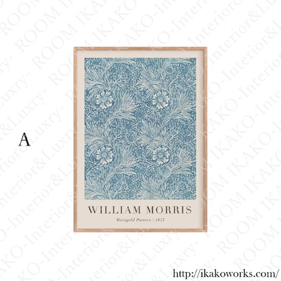 【送料無料】ブルーアート/モネ・ウィリアムモリス（MONET/WILLIAM MORRIS）睡蓮×キャンバスアート×アートポスター【1~3営業日で出荷・国内配送】[f812]画像