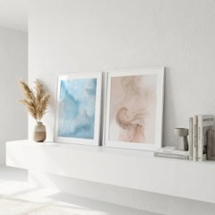 【国内配送・送料無料】ブルー・ピンク抽象×インクアート×正方形キャンバスアート×アートポスター【1~3営業日で出荷】[f813]の画像