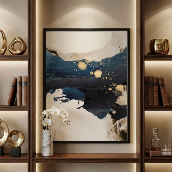 【国内配送・送料無料】和×抽象画×ジャパンディ×ホテルライクモダン×ディープブルー×モダン×キャンバスアート×アートポスター【1~3営業日で出荷】[f814]画像