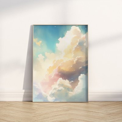 【国内配送・送料無料】幻想的な空×カラフル×雲×ファンタジー×キャンバスアート×アートポスター【1~3営業日で出荷】[f831]の画像