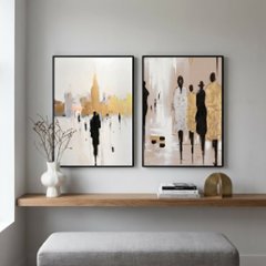 【国内配送・送料無料】抽象画×街並み×イギリスストリートアート×人影×シルエットイラスト×キャンバスアート×アートポスター【1~3営業日で出荷】[f856]の画像