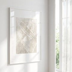 【国内配送・送料無料】ベージュホワイトライン×抽象画×キャンバスアート×アートポスター【1~3営業日で出荷】[f868]画像