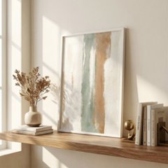 【国内配送・送料無料】和紙×グリーン×ベージュ×抽象デザインキャンバスアート×アートポスター【1~3営業日で出荷】[f873]の画像