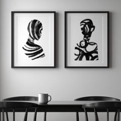 【送料無料】『Silhouette Noir』モノトーン×シルエットデザイン×キャンバスアート×アートポスター【1~3営業日で出荷・国内配送】[f881]の画像