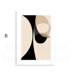 【送料無料】『Intersection』ベージュ×ブラック抽象デザイン×キャンバスアート×アートポスター【1~3営業日で出荷・国内配送】[f883]画像