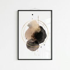 【国内配送・送料無料】［金環］ブラックゴールド×抽象水彩×キャンバスアート×アートポスター【1~3営業日で出荷】[f887]画像