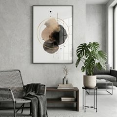 【国内配送・送料無料】［金環］ブラックゴールド×抽象水彩×キャンバスアート×アートポスター【1~3営業日で出荷】[f887]の画像