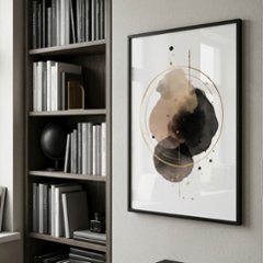 【国内配送・送料無料】［金環］ブラックゴールド×抽象水彩×キャンバスアート×アートポスター【1~3営業日で出荷】[f887]画像