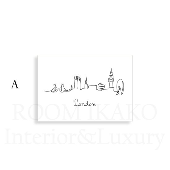 【国内配送・送料無料】ロンドン×ニューヨーク×モノトーン×シンプルモダン×ラインアート×ラインアート×キャンバスアート×アートポスター【納期1~3営業日】[f425]画像