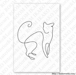 【送料無料】猫×抽象画×線画×モノトーン×キャンバスアート×アートポスター【1~3営業日で出荷・国内配送】[f475]画像