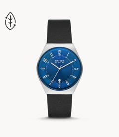 SKW6814　Skagen 【15時迄の注文で本日発送】*水曜除く【正規ﾒｰｶｰ保証書付】GRENEN 三針デイト ミッドナイトレザーウォッチ画像