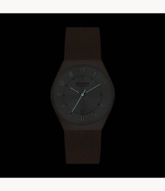 SKW6818　Skagen 【15時迄の注文で本日発送】*水曜除く【正規ﾒｰｶｰ保証書付】GRENEN 三針デイト ミッドナイトレザーウォッチ画像