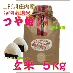 山形県庄内産つや姫　玄米５kg 令和６年度特別栽培米 農家直送　特A　送料無料（沖縄・九州を除く）鶴岡　安い　訳ありの画像