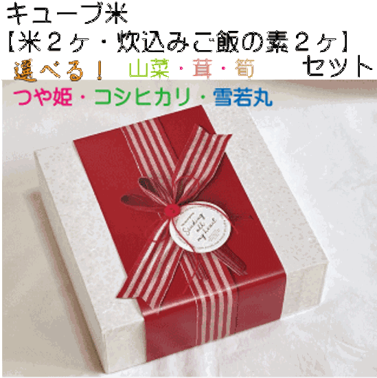 店長オススメ選べる「キューブ型お米」と「炊き込みごはんの素」セット 　贈答・ギフト・内祝い・お祝い・お礼・挨拶画像