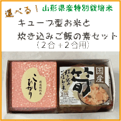 店長オススメ選べる「キューブ型お米２合」と「炊き込みごはんの素２合分」セット　贈答・お返し・お祝い・引き出物・プレゼント・お礼・ギフト・引越し・挨拶画像