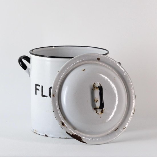 イギリス アンティーク エナメル FLOUR缶画像