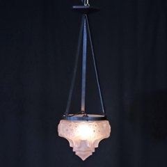 フランス アールデコ ミューラー アイアン ハンギングランプの画像