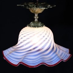 フランス アンティーク オパールセントガラス ギルトブロンズ プラフォニエ画像