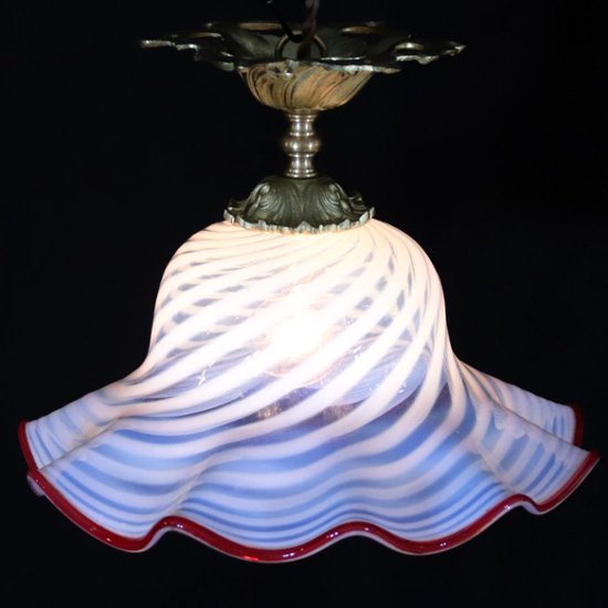 フランス アンティーク オパールセントガラス ギルトブロンズ プラフォニエ画像