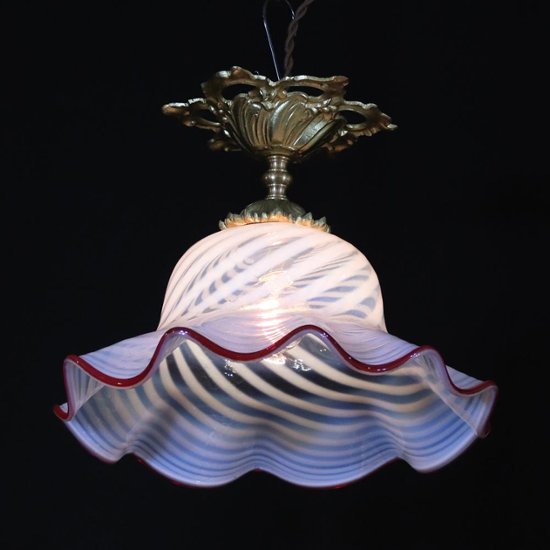 フランス アンティーク オパールセントガラス ギルトブロンズ プラフォニエ画像