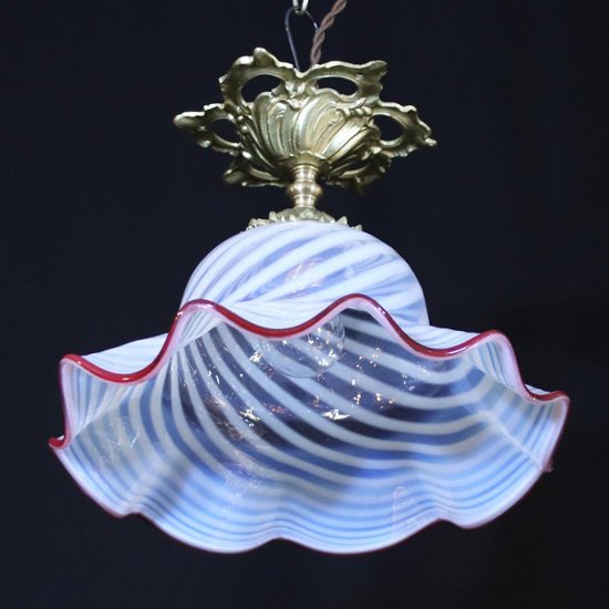 フランス アンティーク オパールセントガラス ギルトブロンズ プラフォニエ画像