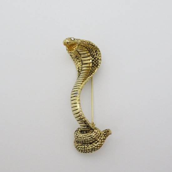 ヴィンテージ ゴールドメタル コブラ ブローチ画像