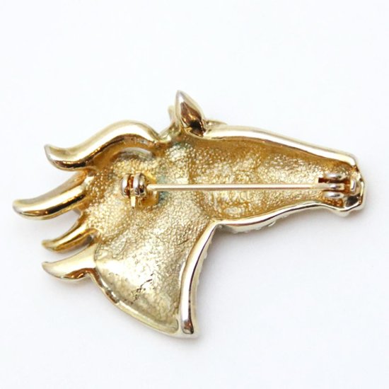 ヴィンテージ ラインストーン ホースヘッド ブローチ画像