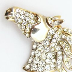 ヴィンテージ ラインストーン ホースヘッド ブローチ画像
