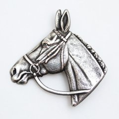 ヴィンテージ コパーメタル ホースヘッドブローチの画像