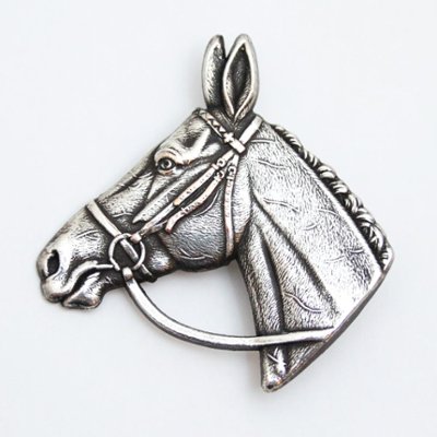 ヴィンテージ コパーメタル ホースヘッドブローチの画像