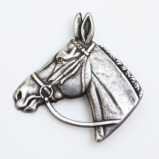 ヴィンテージ コパーメタル ホースヘッドブローチ画像