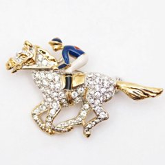 ヴィンテージ ラインストーン ジョッキー＆サラブレッド ブローチの画像