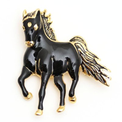 ヴィンテージ ブラックエナメル ホースブローチの画像