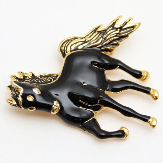ヴィンテージ ブラックエナメル ホースブローチ画像