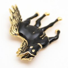ヴィンテージ ブラックエナメル ホースブローチ画像