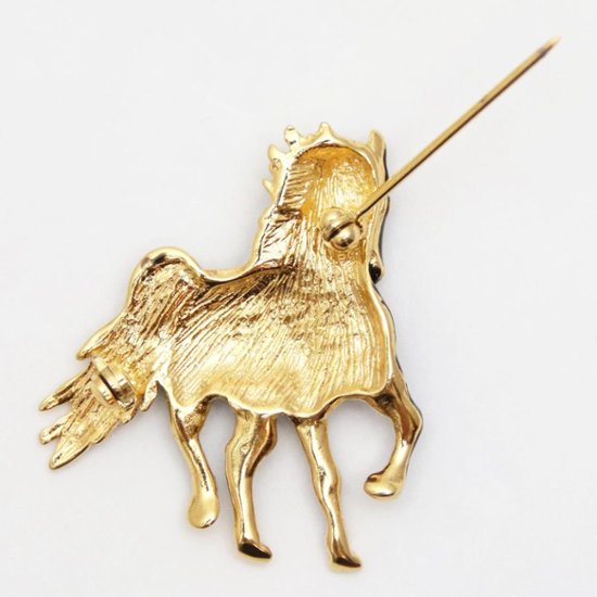 ヴィンテージ ブラックエナメル ホースブローチ画像